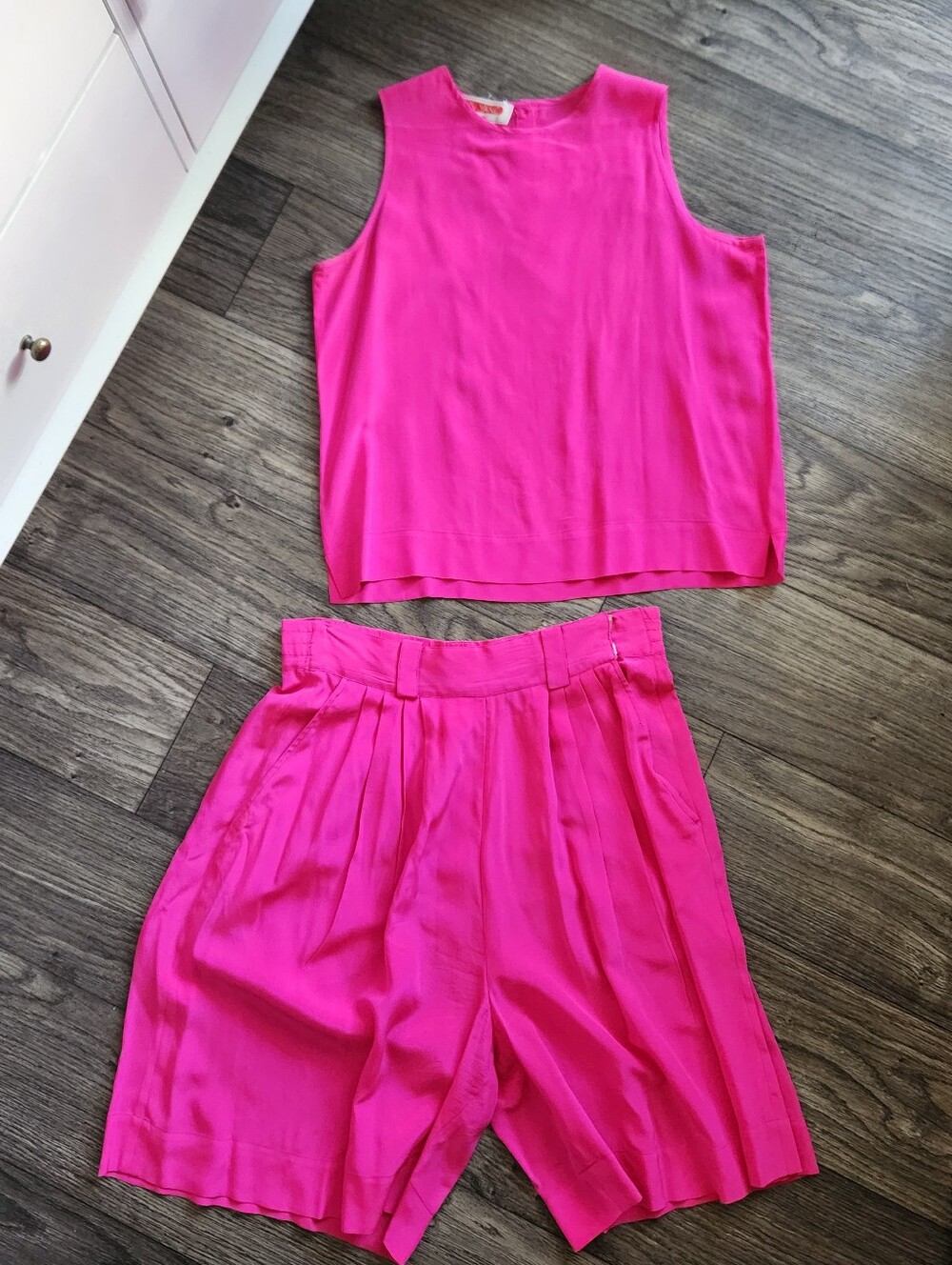 Bright Pink Women's High-Waist Pleated Shorts